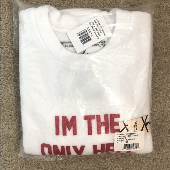 Daydream Nation Dolls Kill Only Hell Couch Crasher Oversized White Sweatshirt - Picture 7 of 8